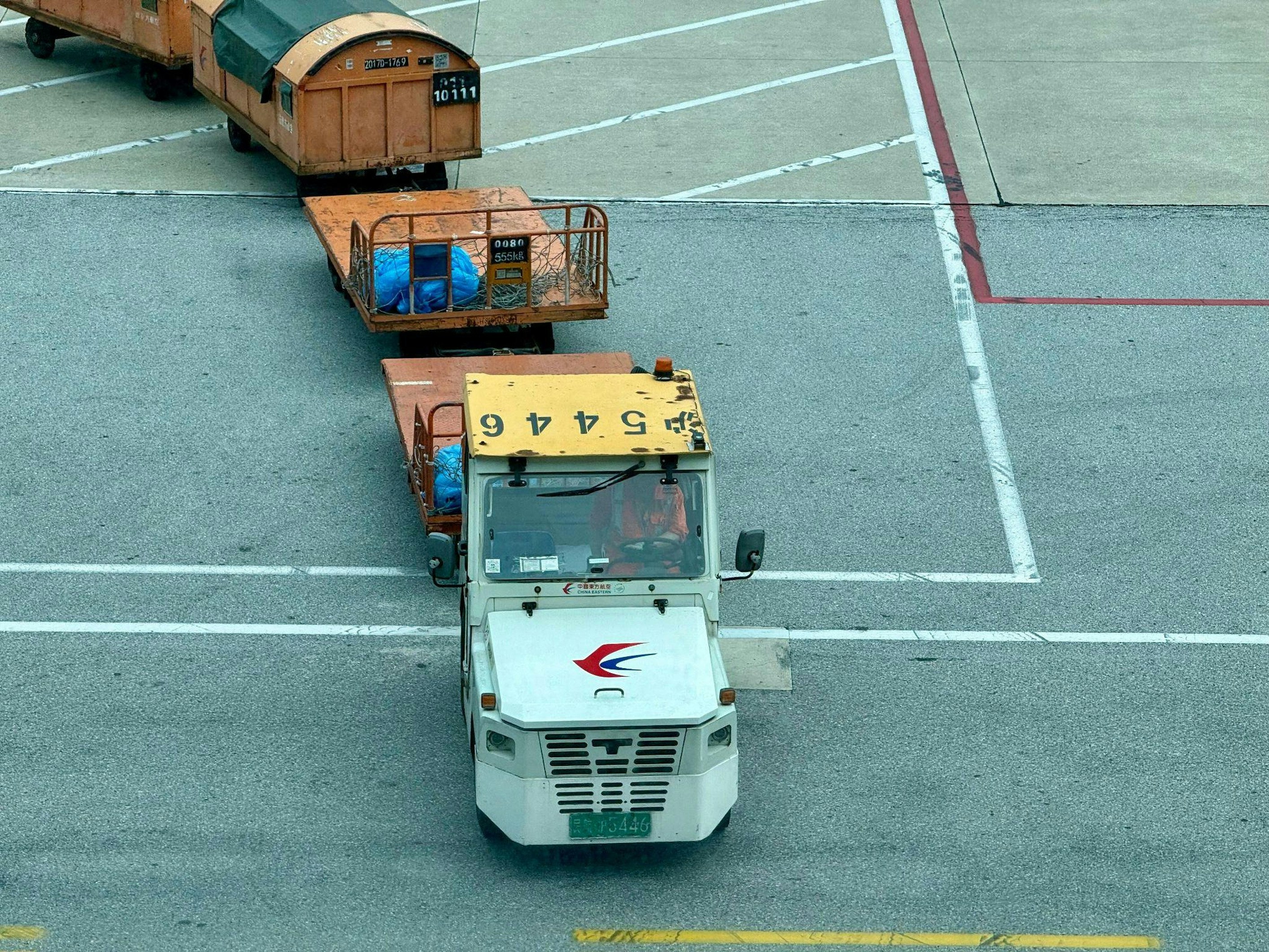 Cargo aircraft parked on an airport apron