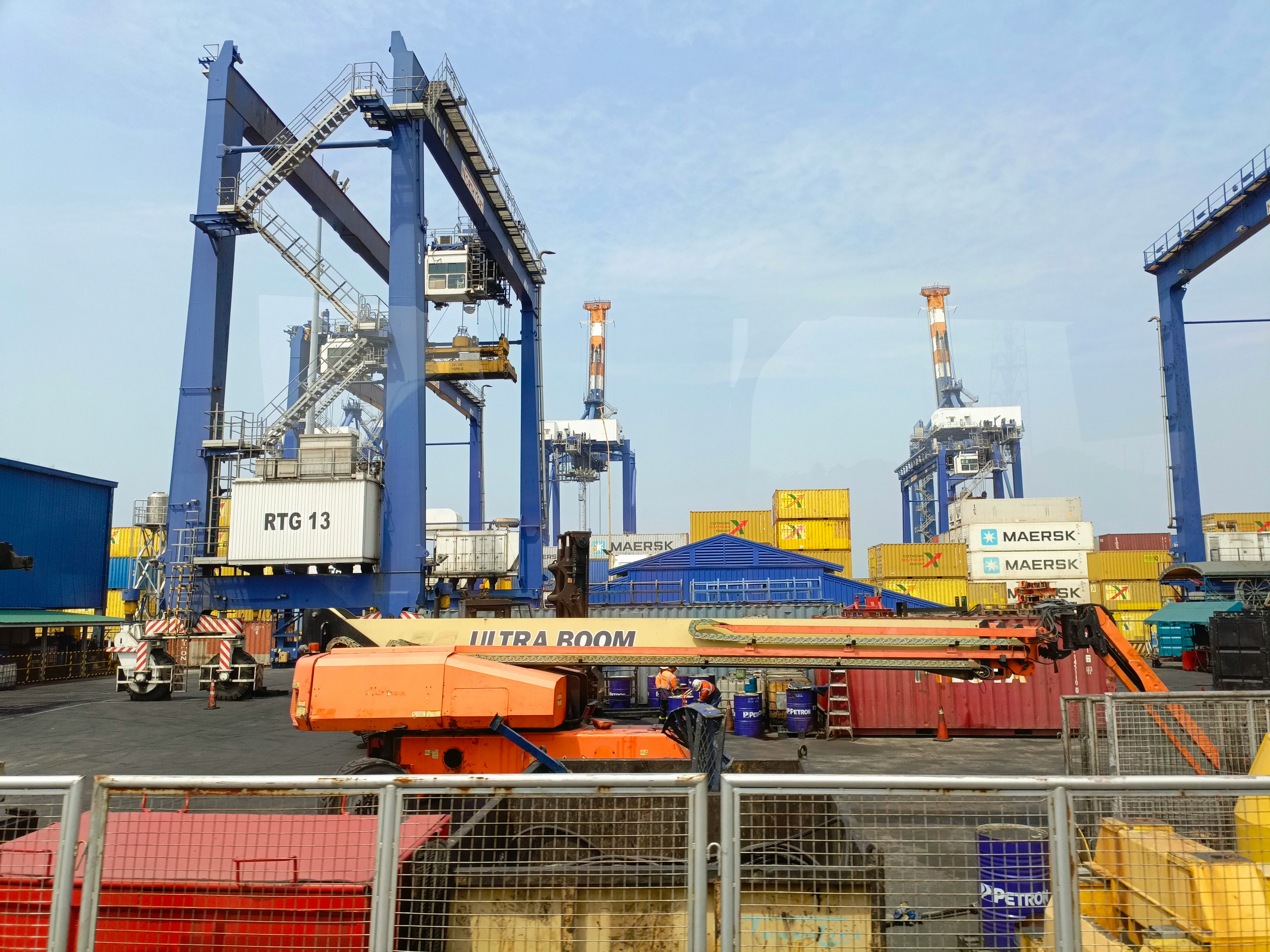 Port terminal where cargo is loaded and cleared